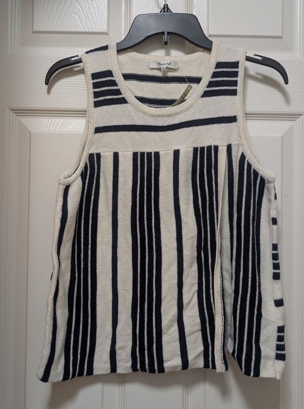 NWT Madewell Stripe-Play Sweater Tank Black White Size Medium M